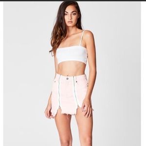 CARMAR DENIM “COLIN” LIGHT PINK DENIM SKIRT